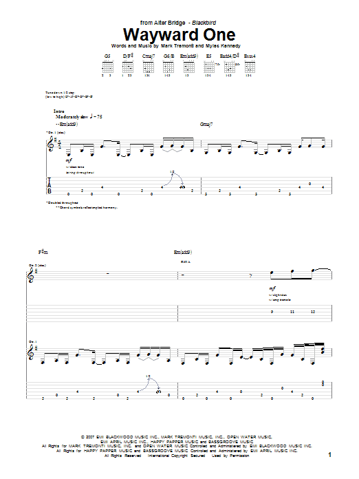 Wayward One (Guitar Tab) von Alter Bridge