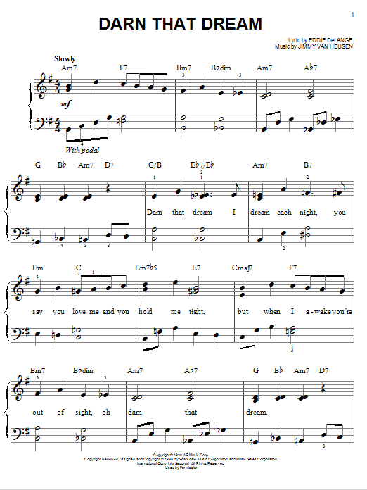 Darn That Dream (Easy Piano) von Jimmy Van Heusen