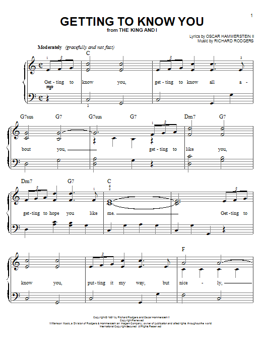 Getting To Know You (Easy Piano) von Rodgers & Hammerstein