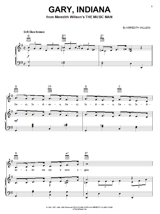 Gary, Indiana (Piano, Vocal & Guitar Chords (Right-Hand Melody)) von Meredith Willson