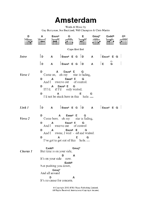 Amsterdam (Guitar Chords/Lyrics) von Coldplay