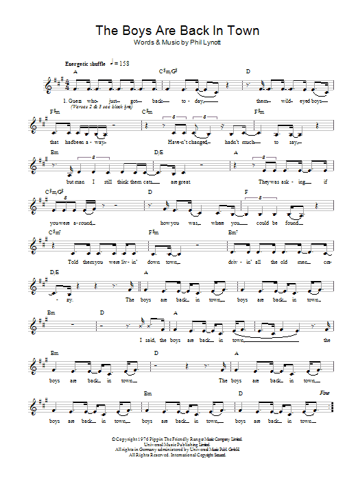 The Boys Are Back In Town (Lead Sheet / Fake Book) von Thin Lizzy