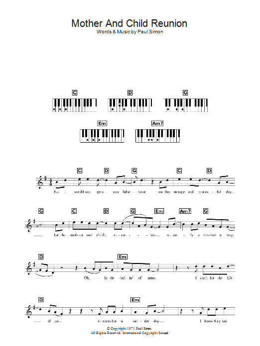 Mother And Child Reunion (Lead Sheet / Fake Book) von Paul Simon