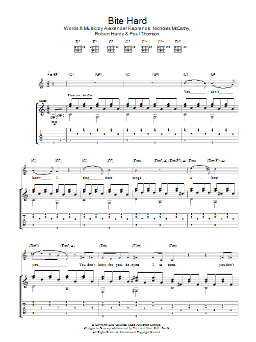 Bite Hard (Guitar Tab) von Franz Ferdinand