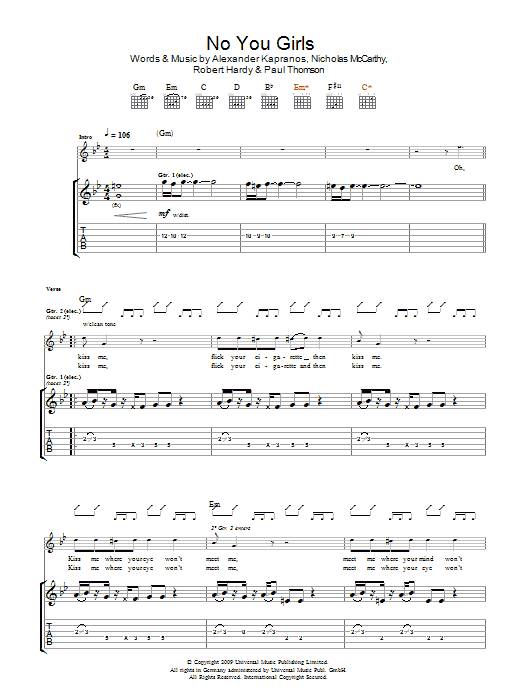 No You Girls (Guitar Tab) von Franz Ferdinand