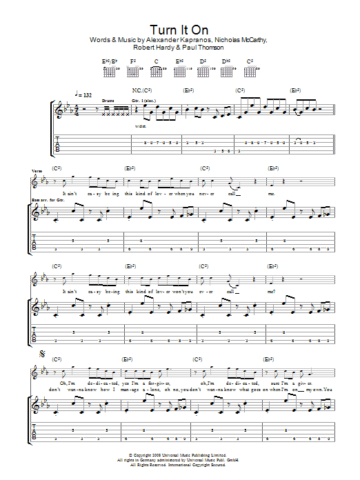 Turn It On (Guitar Tab) von Franz Ferdinand