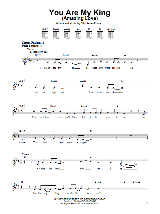 You Are My King (Amazing Love) (Easy Guitar) von Newsboys