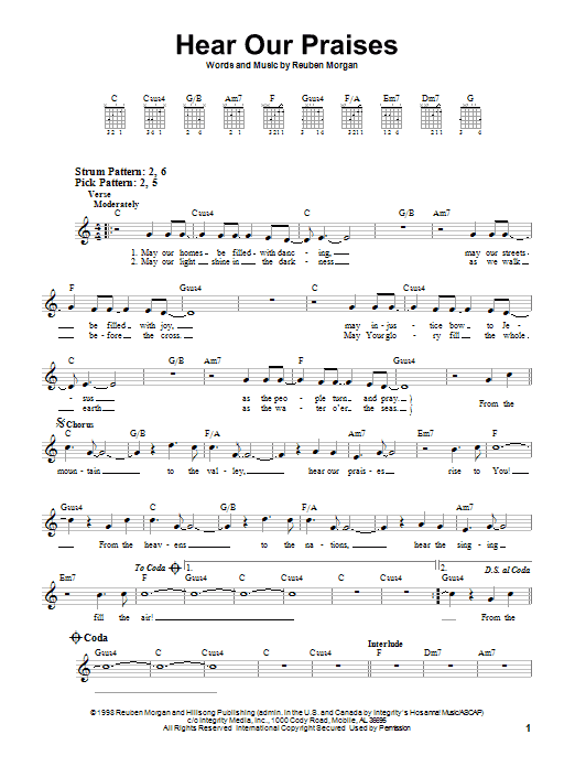 Hear Our Praises (Easy Guitar) von Reuben Morgan