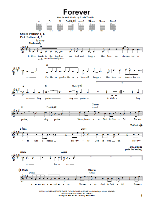 Forever (Easy Guitar) von Chris Tomlin