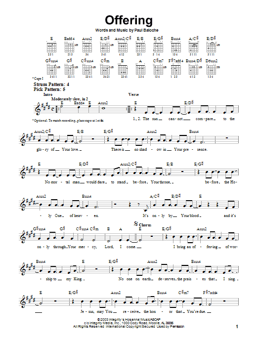 Offering (Easy Guitar) von Paul Baloche