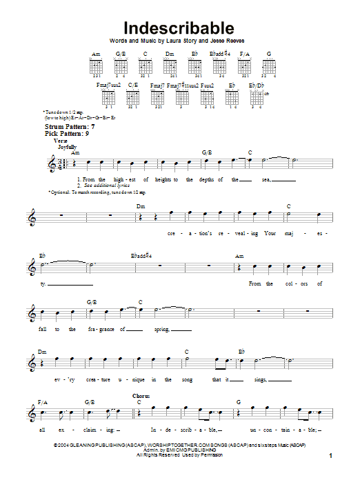 Indescribable (Easy Guitar) von Chris Tomlin