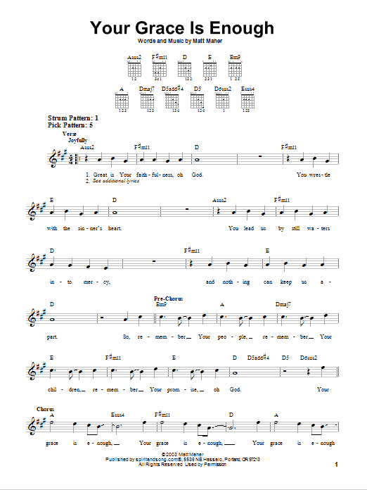 Your Grace Is Enough (Easy Guitar) von Chris Tomlin