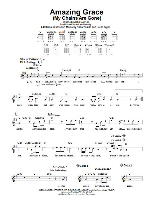 Amazing Grace (My Chains Are Gone) (Easy Guitar) von Chris Tomlin