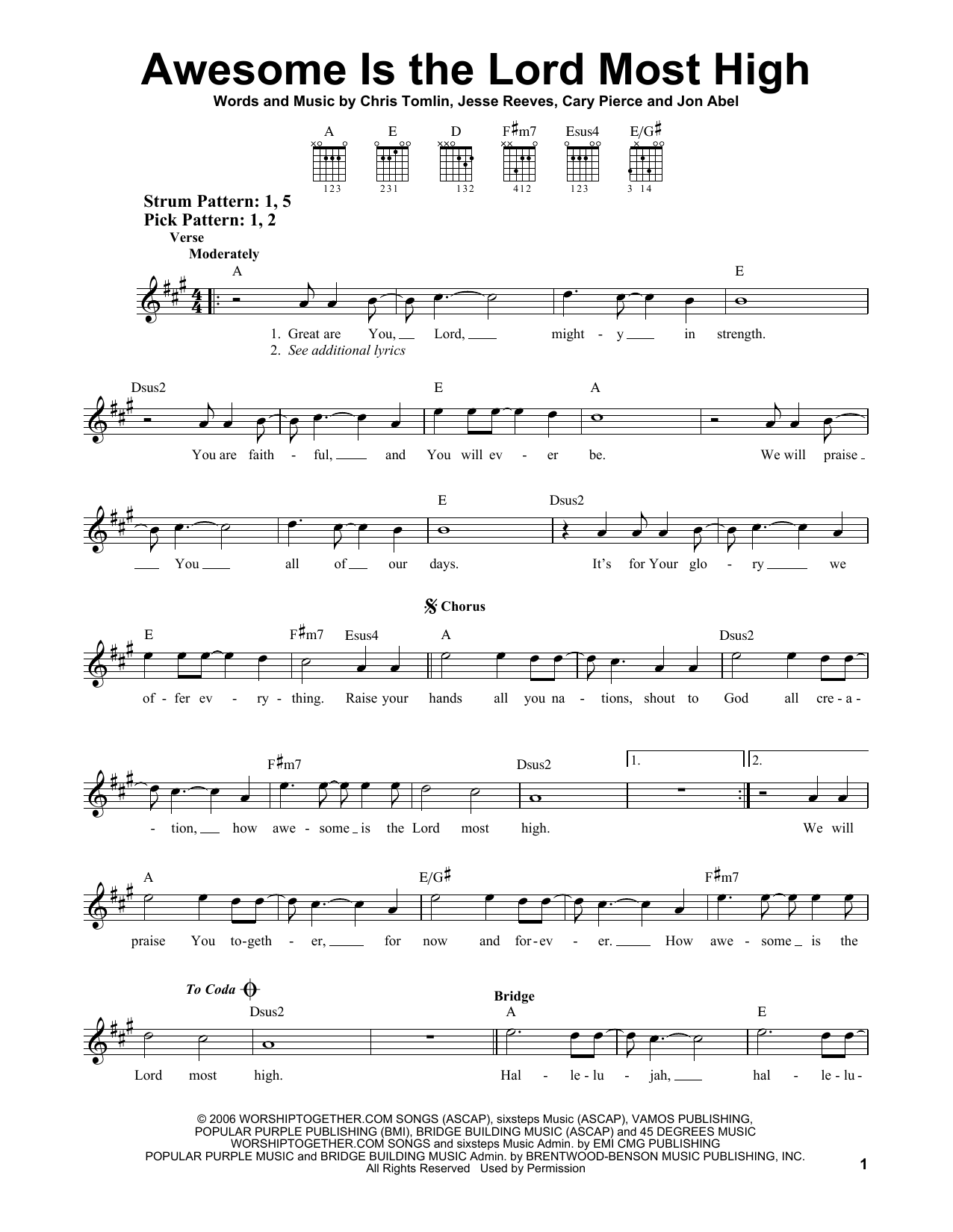 Awesome Is The Lord Most High (Easy Guitar) von Chris Tomlin
