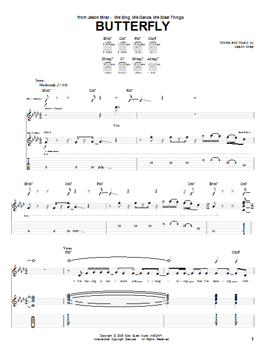 Butterfly (Guitar Tab) von Jason Mraz