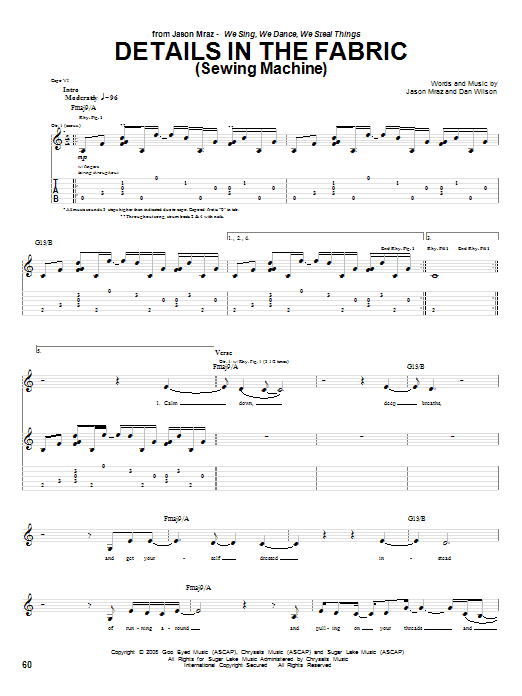 Details In The Fabric (Sewing Machine) (Guitar Tab) von Jason Mraz