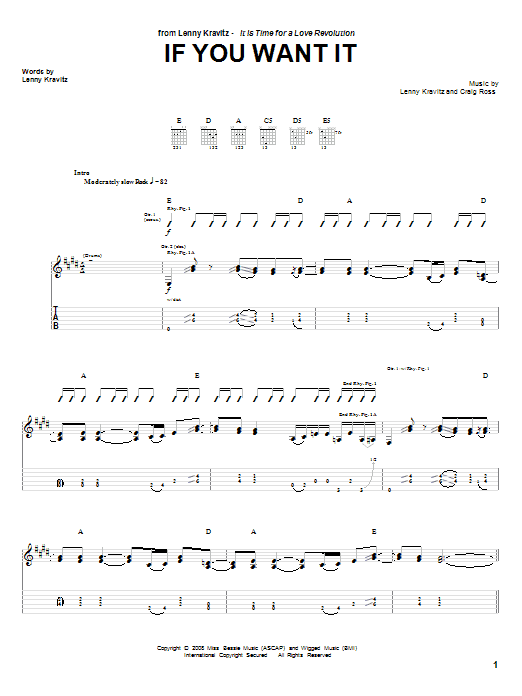 If You Want It (Guitar Tab) von Lenny Kravitz