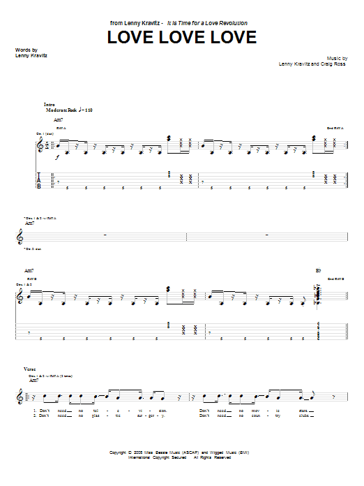 Love Love Love (Guitar Tab) von Lenny Kravitz