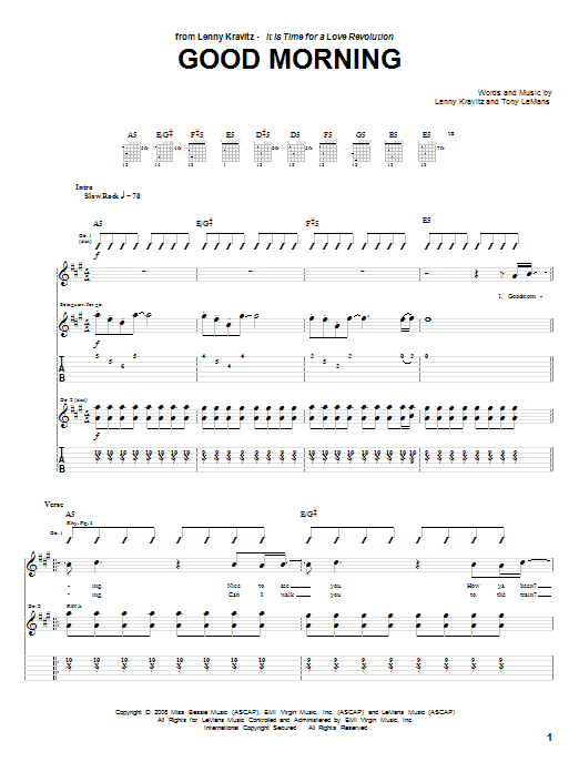 Good Morning (Guitar Tab) von Lenny Kravitz