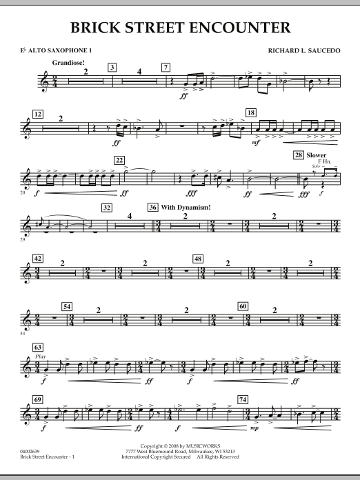 Brick Street Encounter - Eb Alto Saxophone 1 (Concert Band) von Richard L. Saucedo