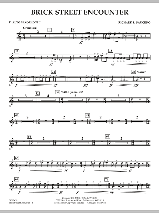Brick Street Encounter - Eb Alto Saxophone 2 (Concert Band) von Richard L. Saucedo
