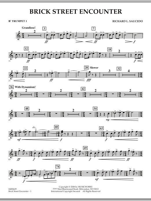 Brick Street Encounter - Bb Trumpet 1 (Concert Band) von Richard L. Saucedo