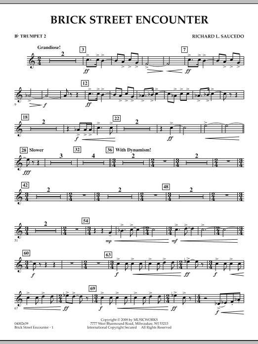 Brick Street Encounter - Bb Trumpet 2 (Concert Band) von Richard L. Saucedo