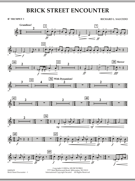 Brick Street Encounter - Bb Trumpet 3 (Concert Band) von Richard L. Saucedo