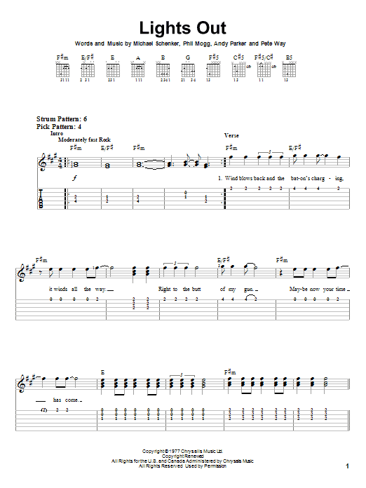 Lights Out (Easy Guitar Tab) von UFO
