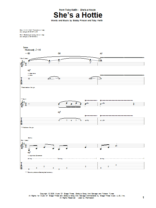 She's A Hottie (Guitar Tab) von Toby Keith