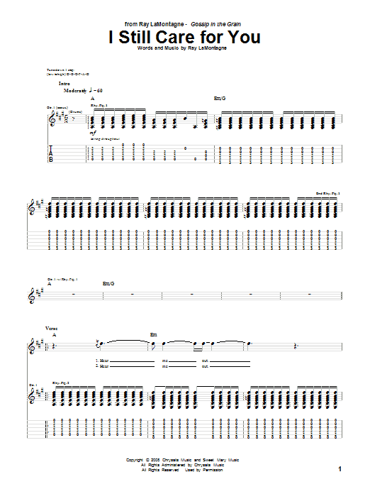 I Still Care For You (Guitar Tab) von Ray LaMontagne