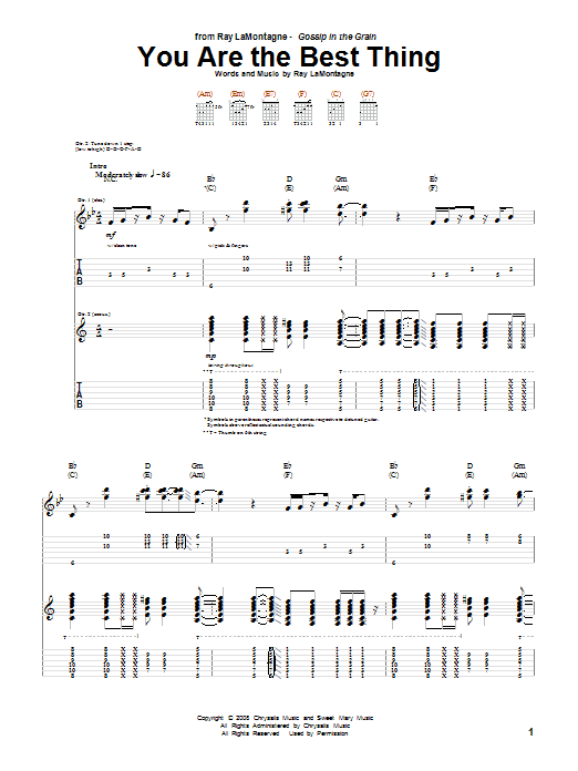 You Are The Best Thing (Guitar Tab) von Ray LaMontagne