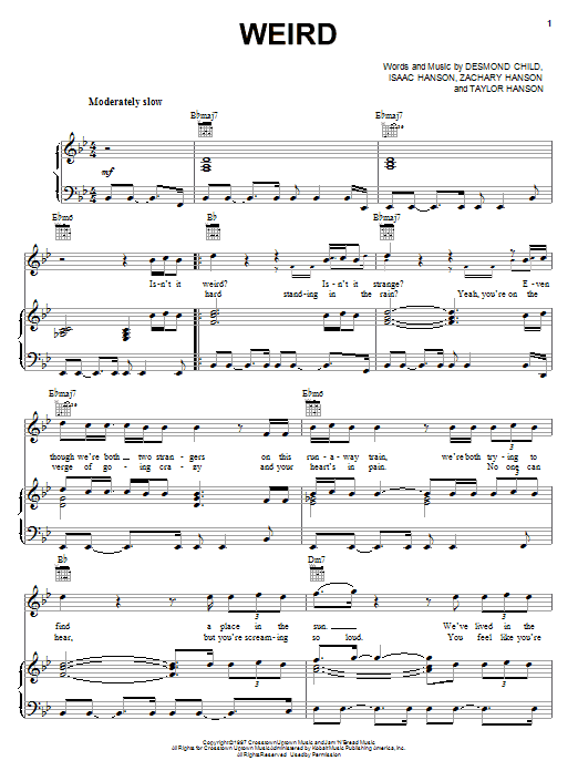 Weird (Piano, Vocal & Guitar Chords (Right-Hand Melody)) von Hanson