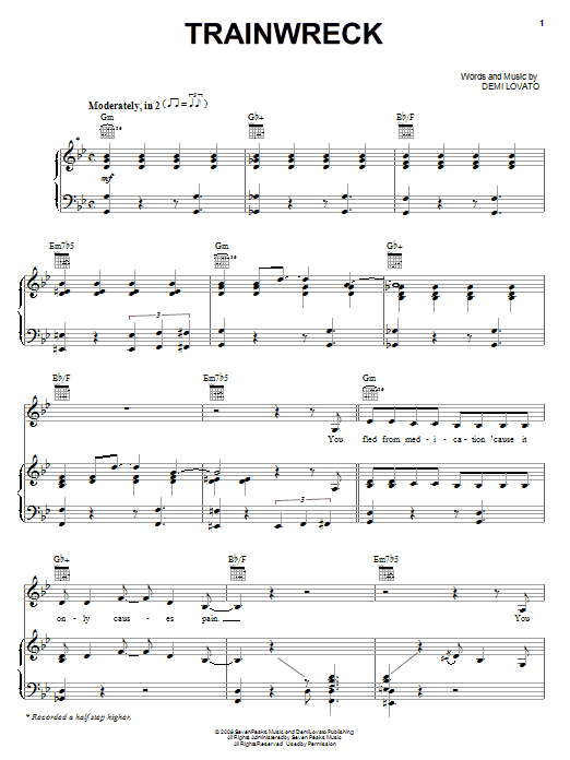 Trainwreck (Piano, Vocal & Guitar Chords (Right-Hand Melody)) von Demi Lovato
