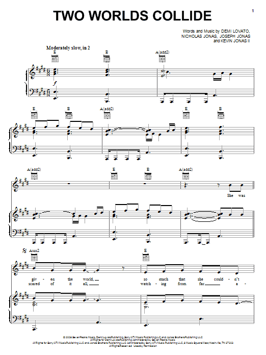 Two Worlds Collide (Piano, Vocal & Guitar Chords (Right-Hand Melody)) von Demi Lovato