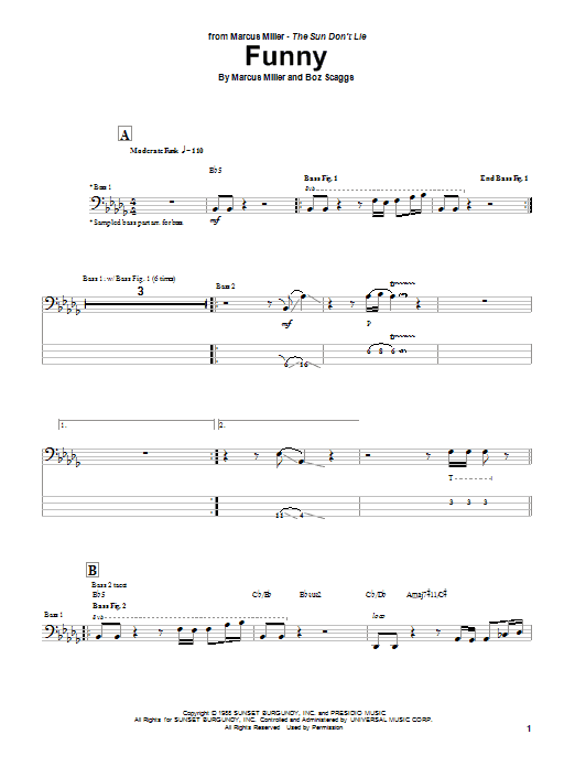 Funny (Bass Guitar Tab) von Marcus Miller