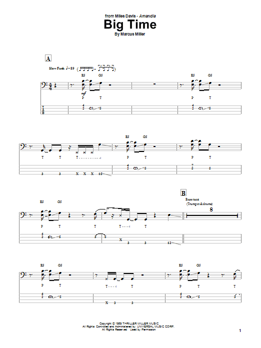 Big Time (Bass Guitar Tab) von Marcus Miller