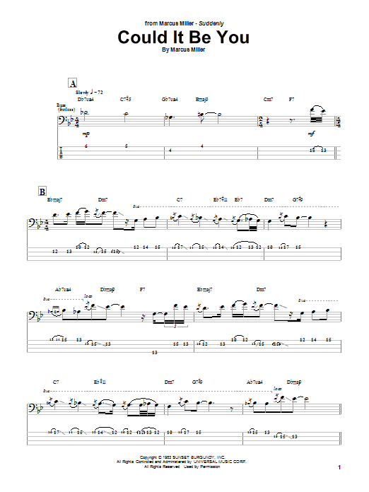 Could It Be You (Bass Guitar Tab) von Marcus Miller