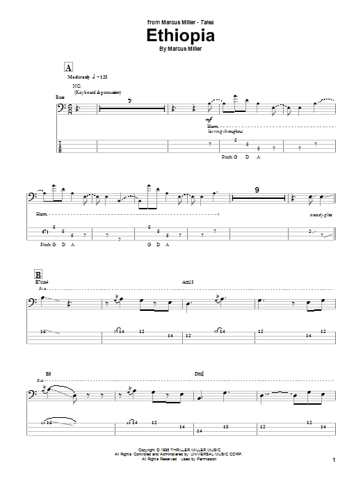 Ethiopia (Bass Guitar Tab) von Marcus Miller