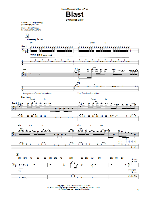Blast (Bass Guitar Tab) von Marcus Miller