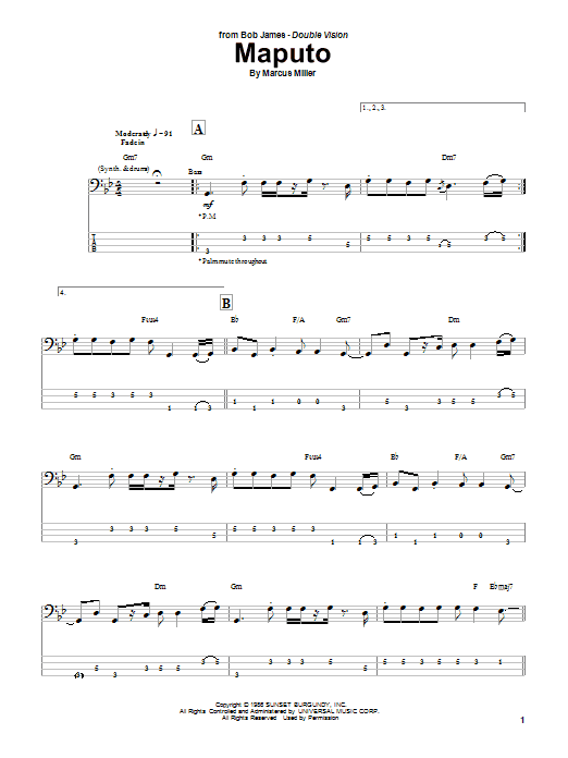 Maputo (Bass Guitar Tab) von Marcus Miller