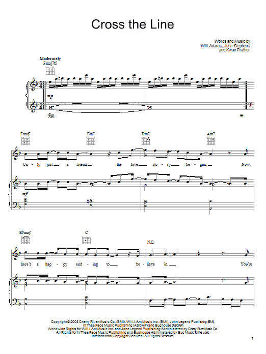 Cross The Line (Piano, Vocal & Guitar Chords (Right-Hand Melody)) von John Legend