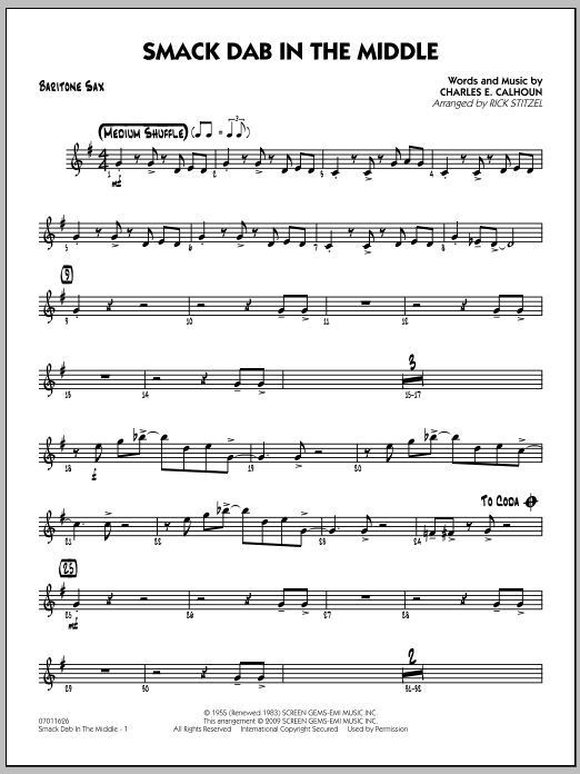 Smack Dab In The Middle - Baritone Sax (Jazz Ensemble) von Rick Stitzel