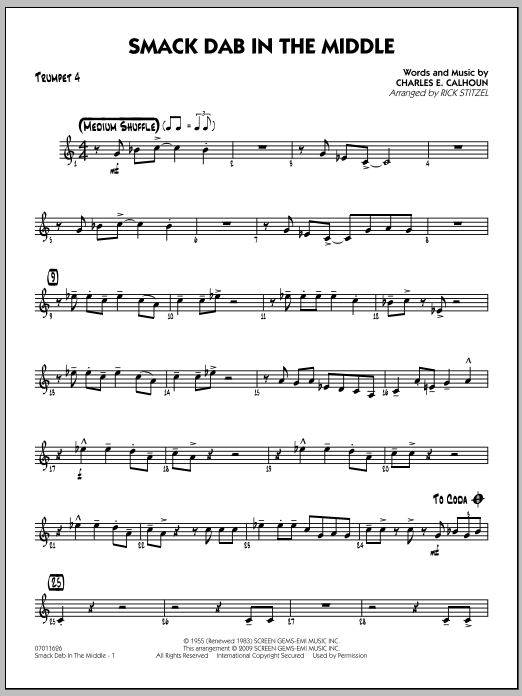 Smack Dab In The Middle - Trumpet 4 (Jazz Ensemble) von Rick Stitzel