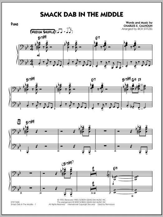 Smack Dab In The Middle - Piano (Jazz Ensemble) von Rick Stitzel