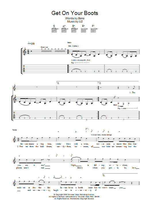 Get On Your Boots (Guitar Tab) von U2