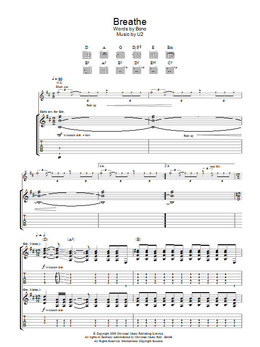 Breathe (Guitar Tab) von U2