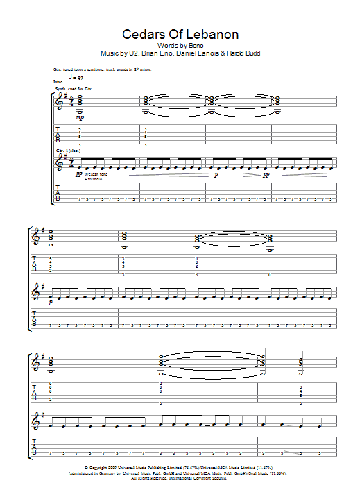 Cedars Of Lebanon (Guitar Tab) von U2
