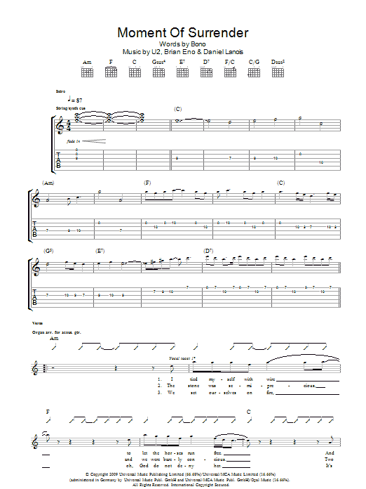 Moment Of Surrender (Guitar Tab) von U2