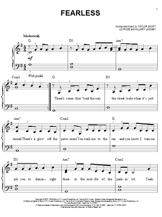Fearless (Easy Piano) von Taylor Swift